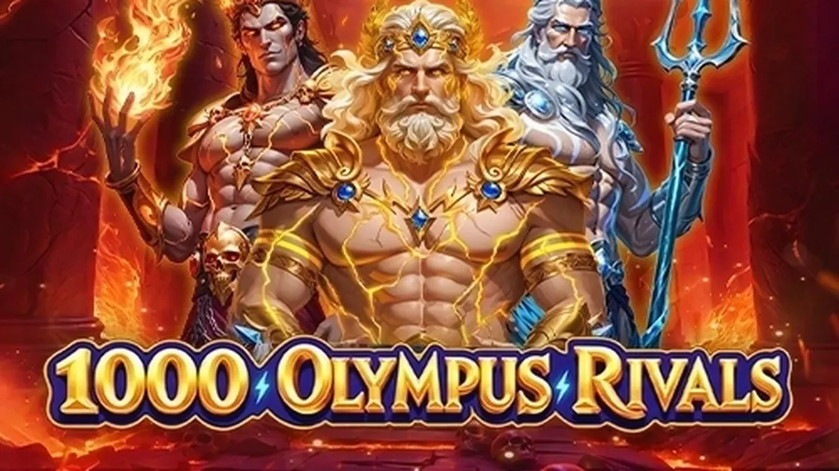 Tampilan visual slot 1000 Olympus Rivals dengan tema mitologi Yunani