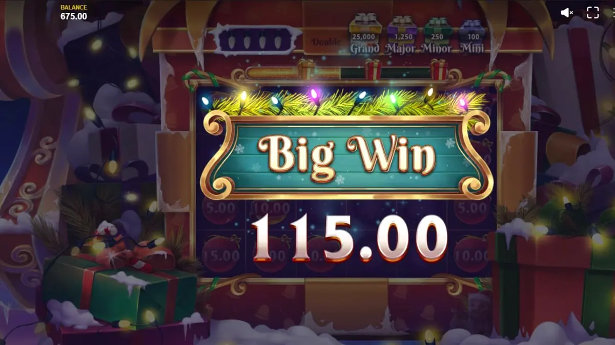 Tampilan visual slot Jingle Bells Bonanza 2 dengan tema Natal
